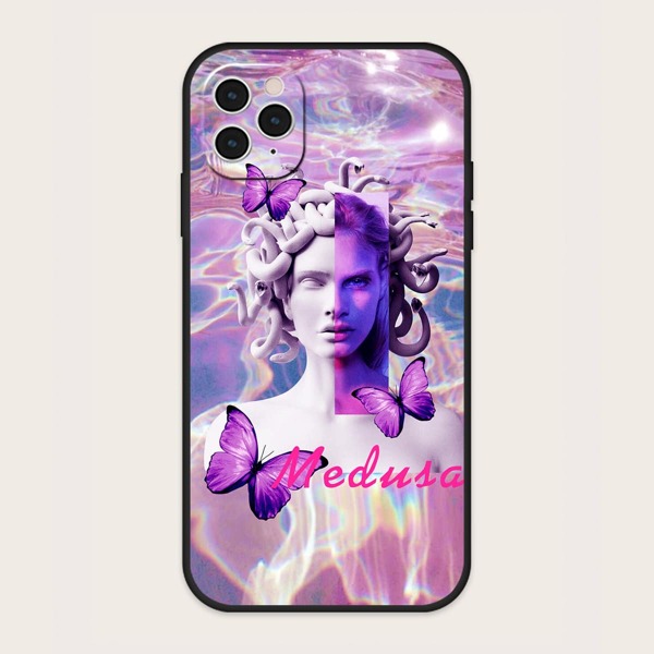 

Medusa & Butterfly Print iPhone Case, Multicolor