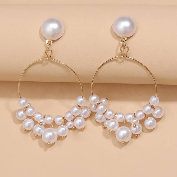

Faux Pearl Drop Earrings, White