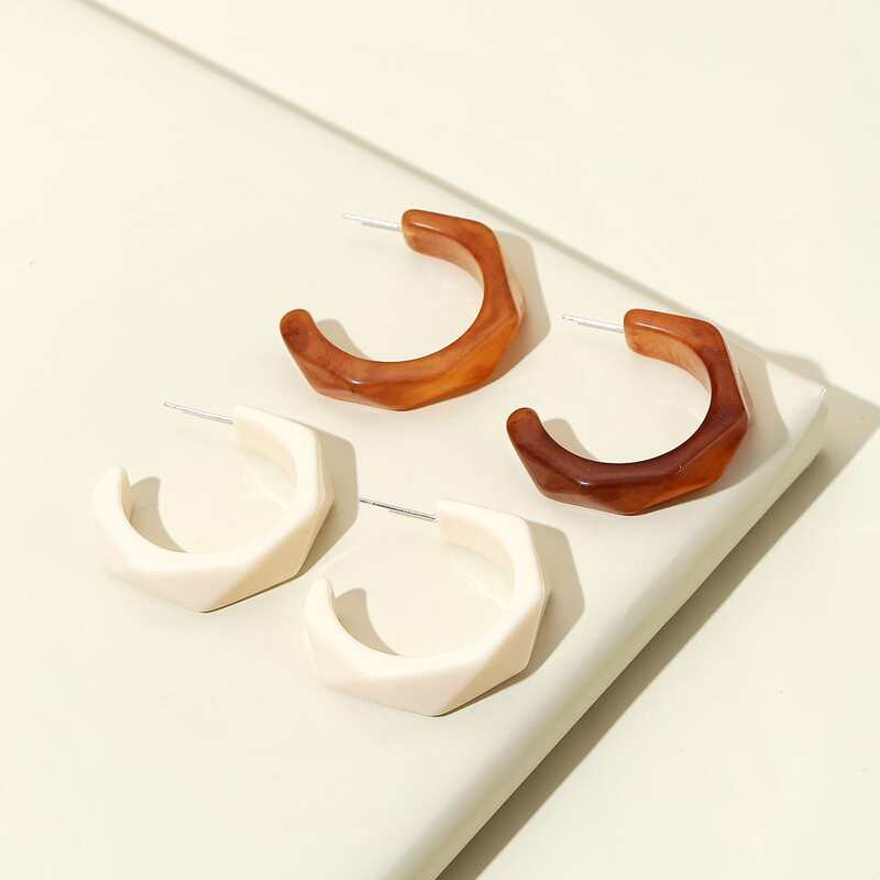 

2pairs Simple Cuff Hoop Earrings, Multicolor