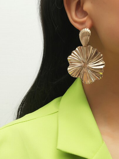 Pendientes largos con hoja metálica