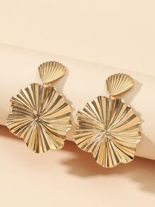 金屬葉子耳墜 - 金黃色 - 查看 2