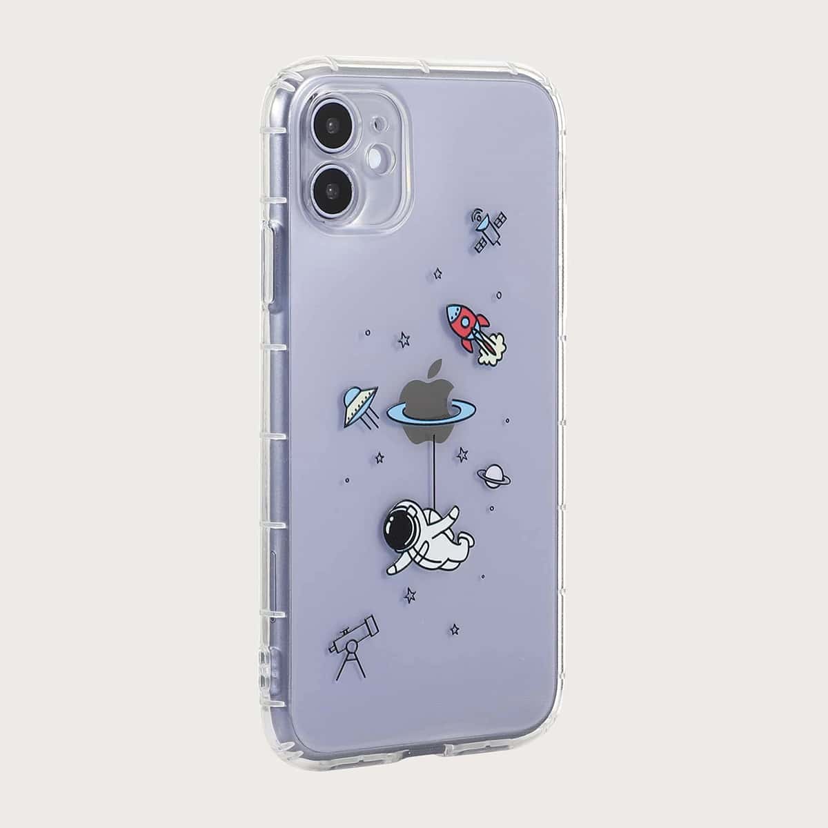 

Cartoon Astronaut & Galaxy iPhone Case, Clear