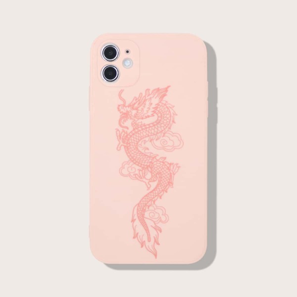 

Чехол для iPhone с принтом китайского дракона, Нежний розовый