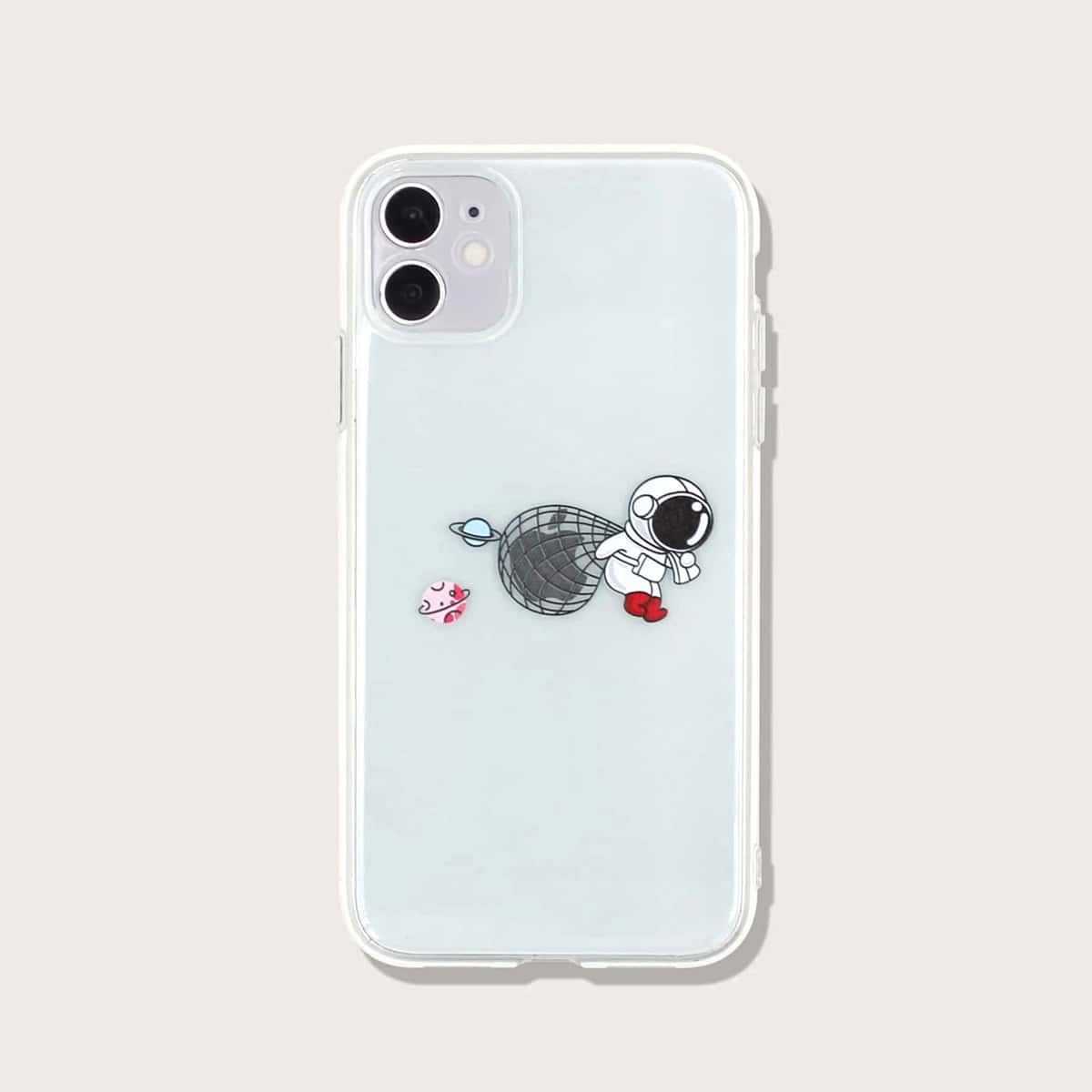 

Cartoon Astronaut iPhone Case, Clear