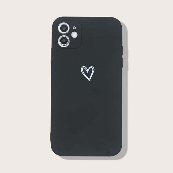 

Чехол для iPhone с принтом сердечка, Чёрный