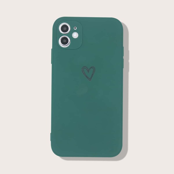 

Чехол для iPhone с принтом сердечка, Темно-зеленый