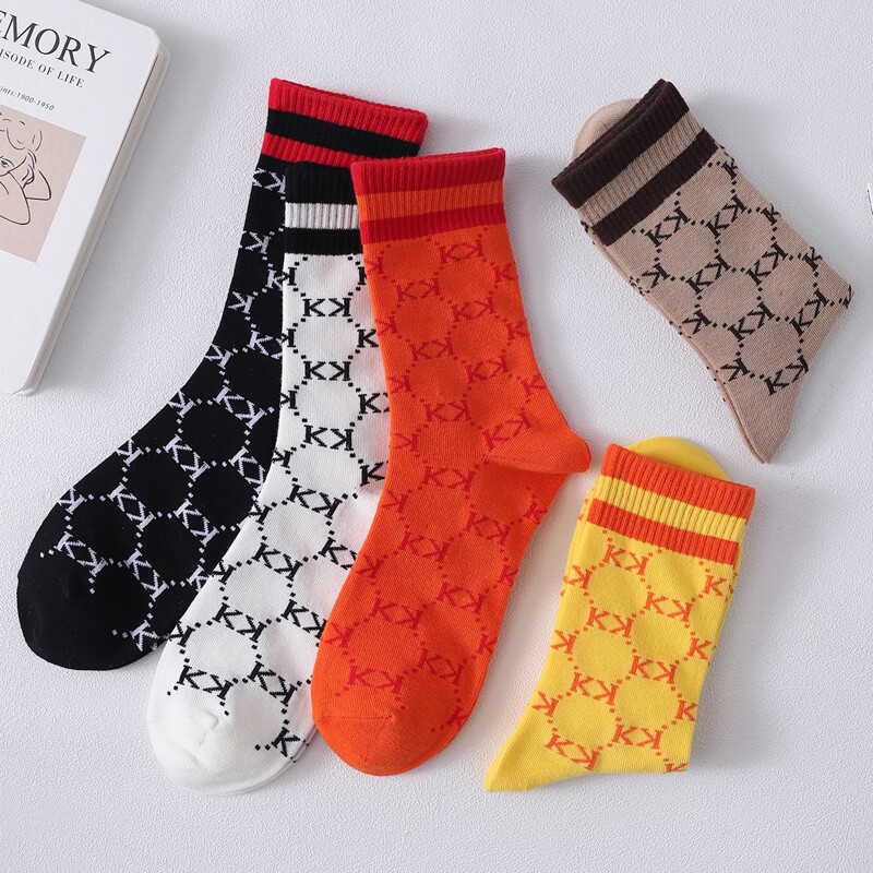 

5pairs Letter Graphic Crew Socks, Multicolor