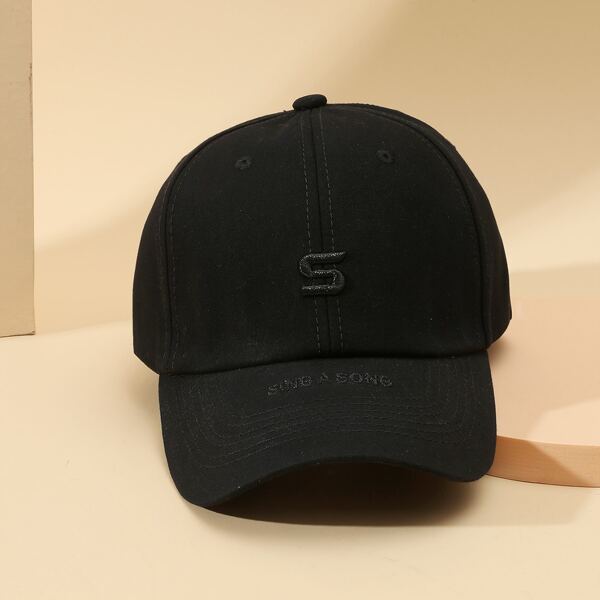 

Letter Embroidered Baseball Cap, Black