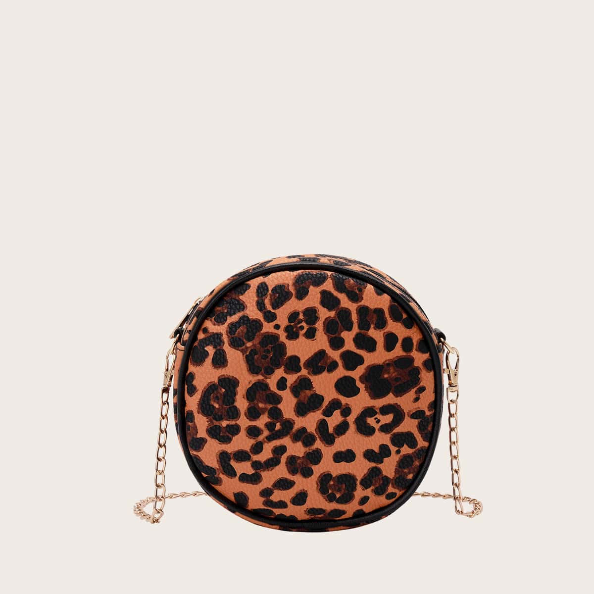 

Leopard Round Chain Bag, Multicolor