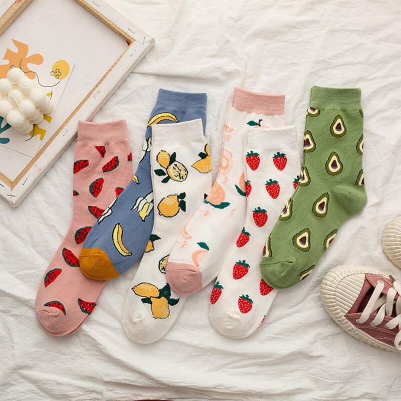 

6pairs Fruit Crew Socks, Multicolor