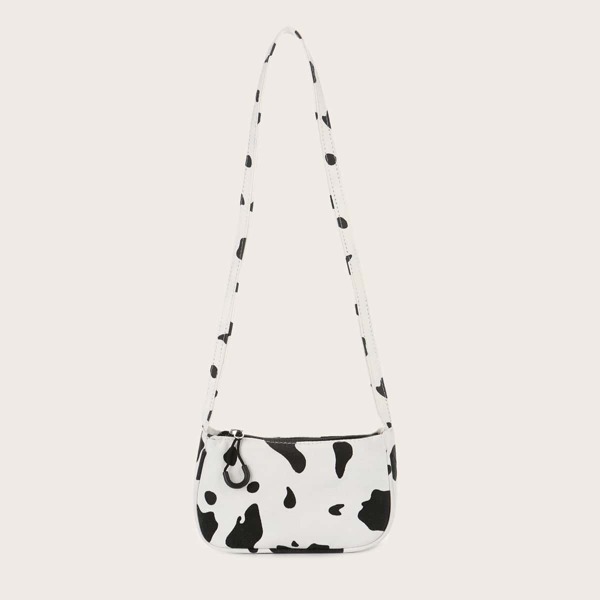 

Cow Pattern Shoulder Bag, Black and white