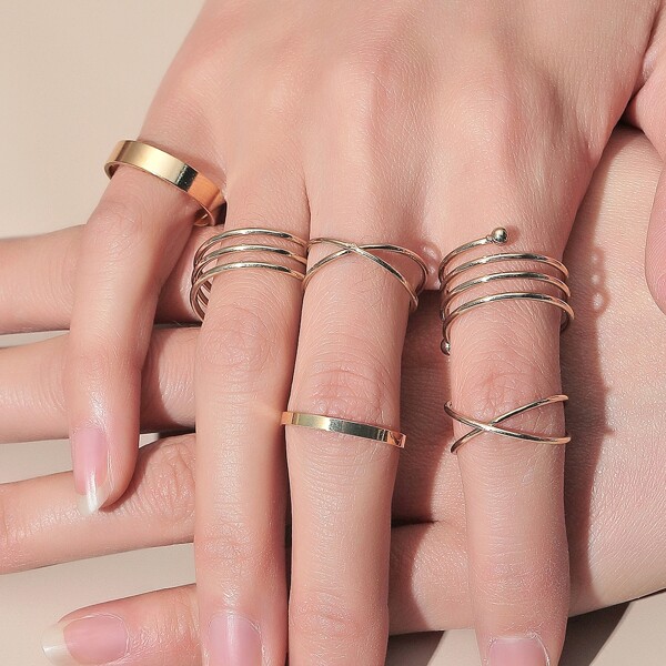 

6pcs Minimalist Ring, Gold