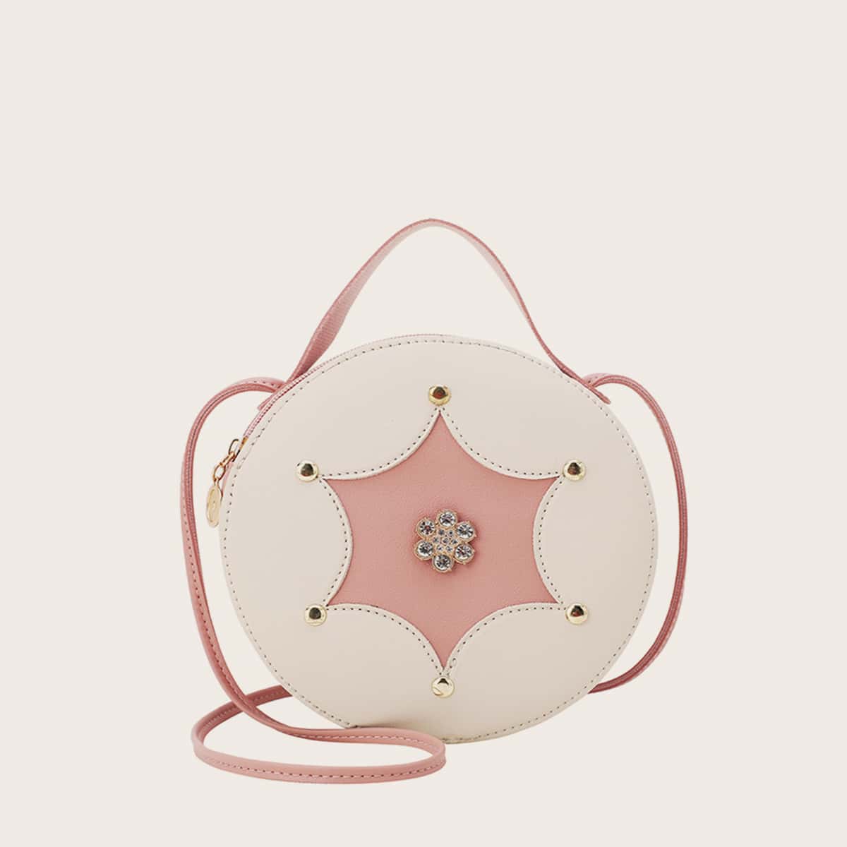 

Rhinestone Flower Decor Satchel Bag, Pink