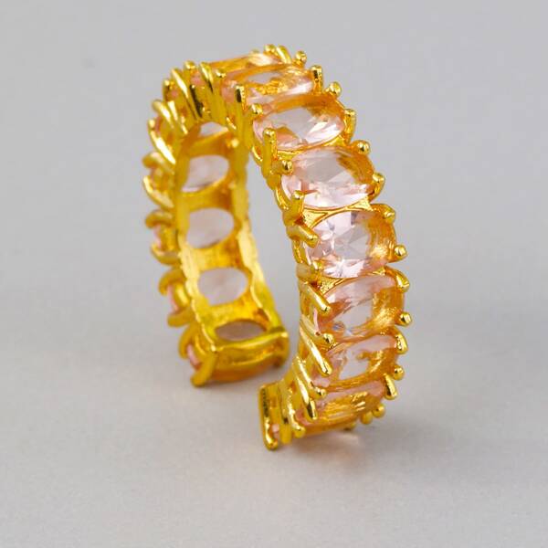 

Zircon Design Cuff Ring, Gold