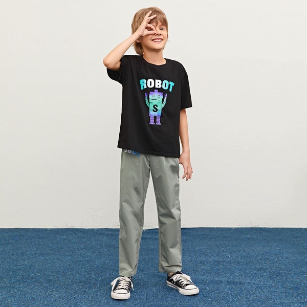 

Boys Letter Graphic Top & Pants Set, Multicolor