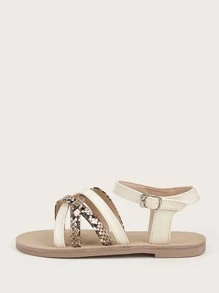 Giày Sandal cho bé Snakeskin In Dải mỏng - Màu be - Xem 2