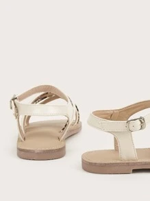 Giày Sandal cho bé Snakeskin In Dải mỏng - Màu be - Xem 4