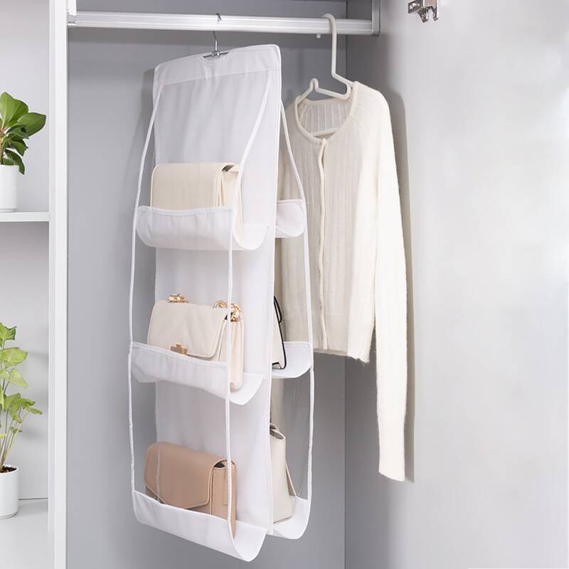 

1pc 6 Grid Hanging Bag Storage Bag, White