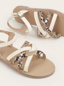 Giày Sandal cho bé Snakeskin In Dải mỏng - Màu be - Xem 5