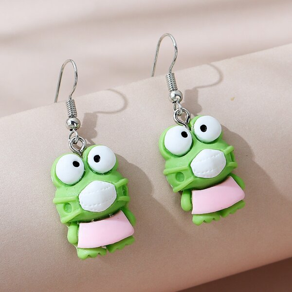 

Cartoon Frog Design Resin Earrings, Multicolor