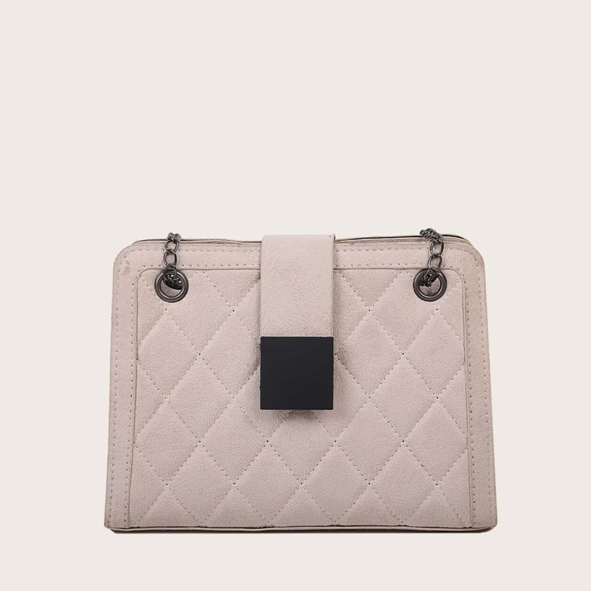 

Quilted Chain Bag, Beige