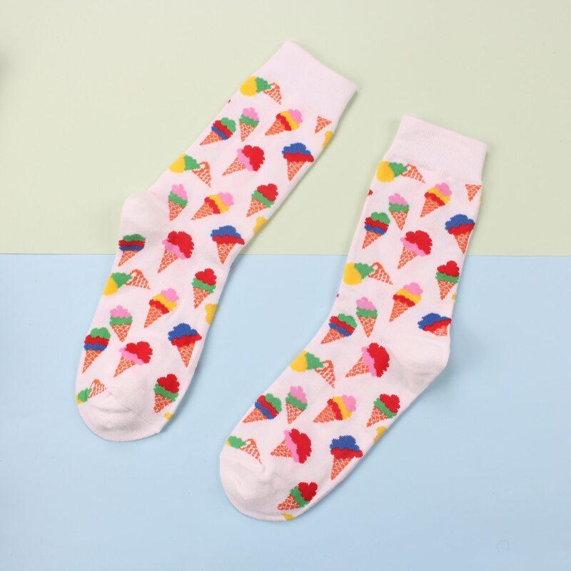 

Ice Cream Pattern Crew Socks, Multicolor