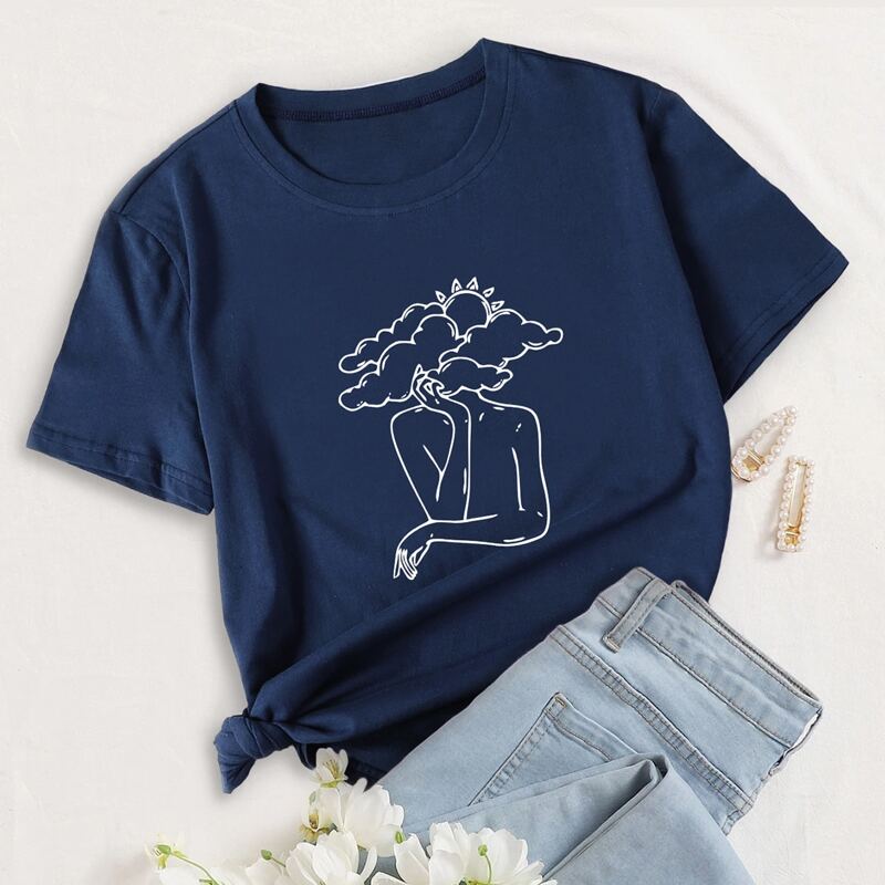 

Sun & Figure Graphic Tee, Navy blue