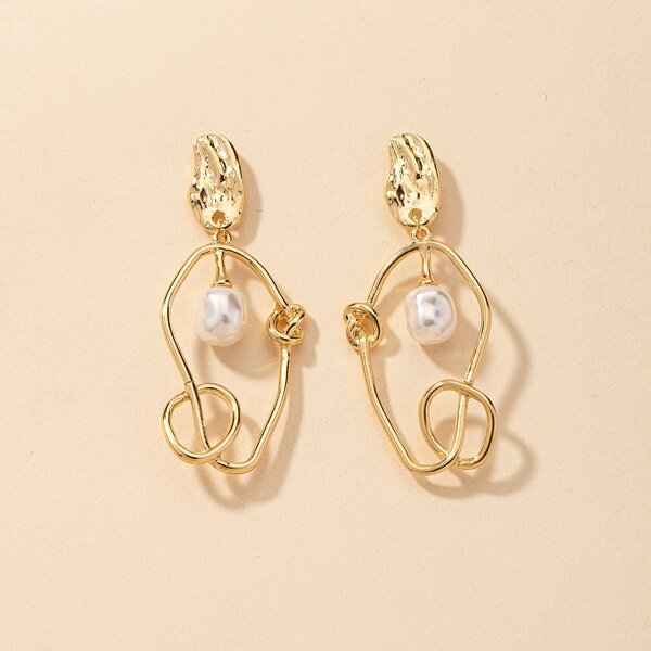 

Faux Pearl Decor Drop Earrings, Gold
