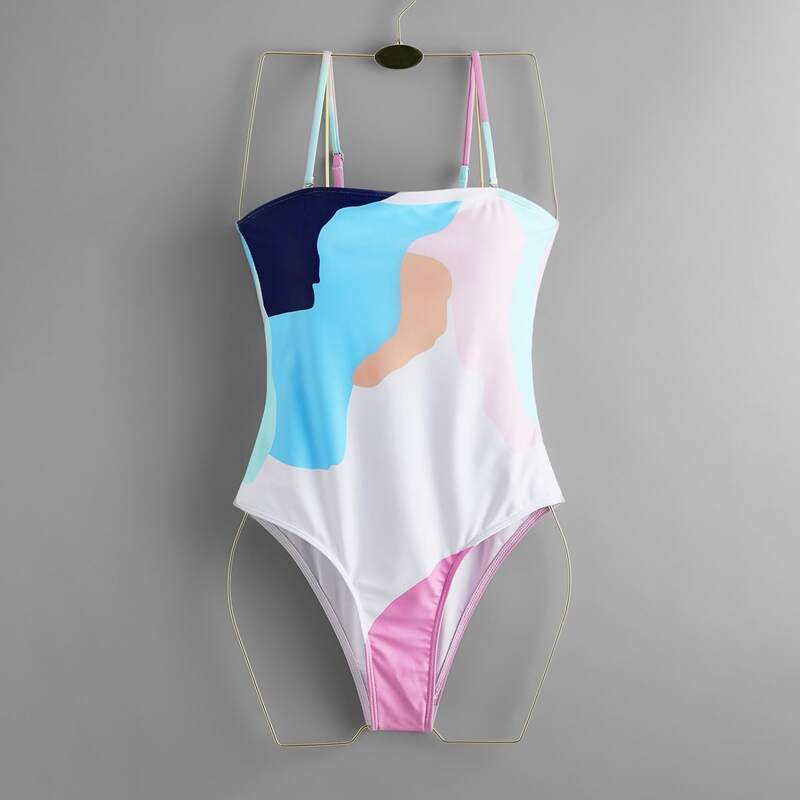 

Colorblock Cami One Piece Swimsuit, Multicolor