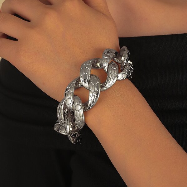 

Textured Metal Chain Bracelet, Silver