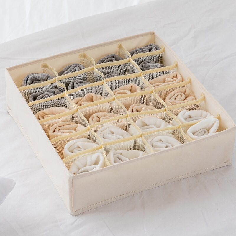 

1pc Multi-grid Underwear Storage Box, Beige