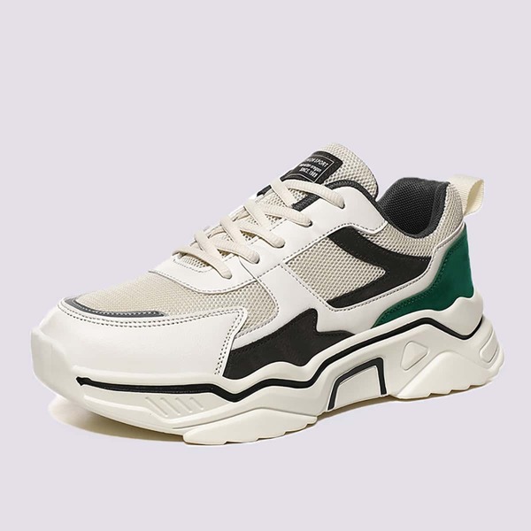 

Men Color Block Lace-up Front Chunky Sneakers, Beige