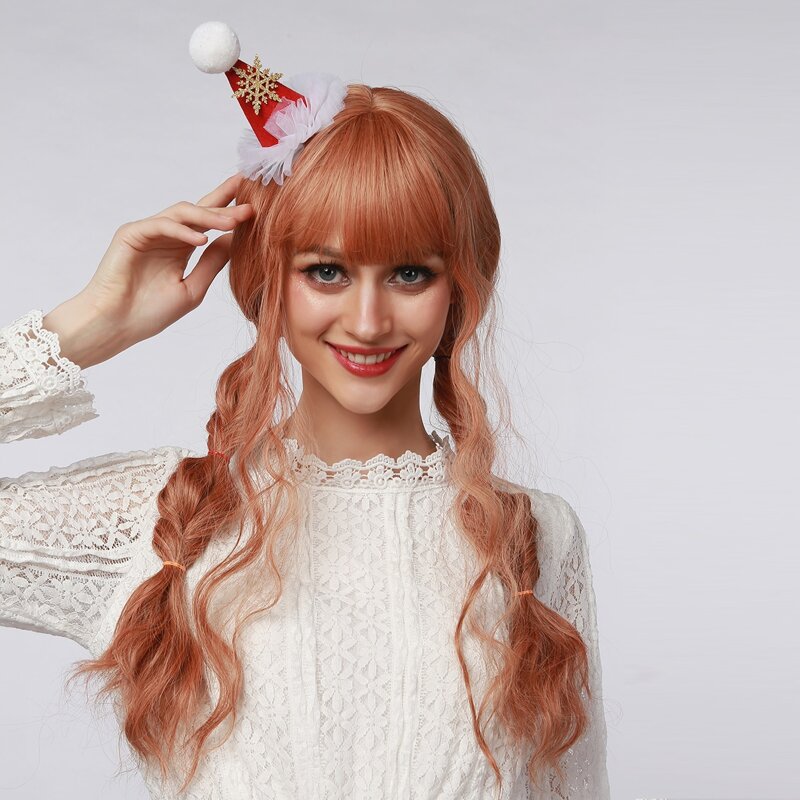 

Natural Long Curly Wig With Bangs, Orange