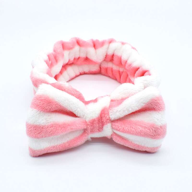 

1pc Striped Bow Bath Headband, Multicolor