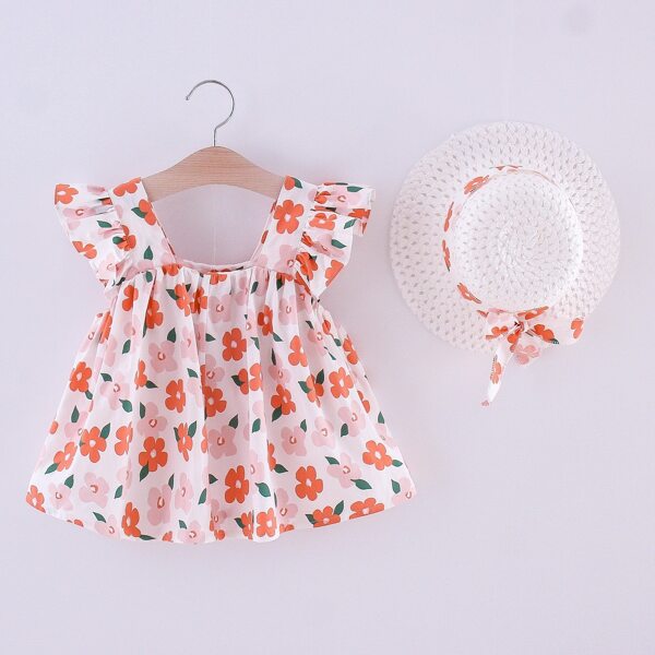 

Toddler Girls Floral Print Ruffle Trim Blouse & Hat, Multicolor