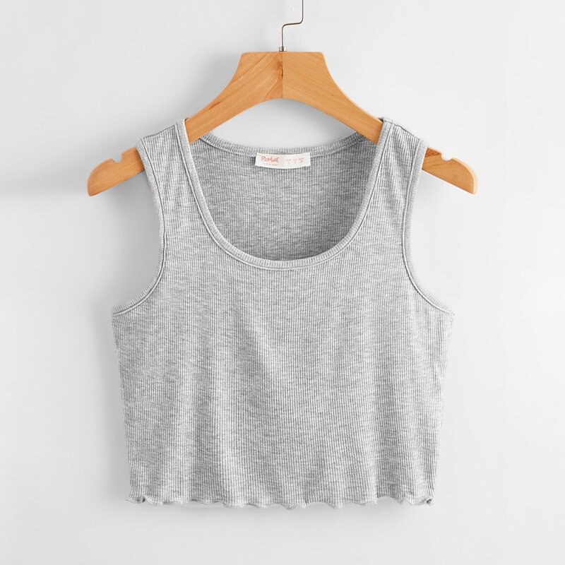 

Ribbed Crop Tank Top, Light grey