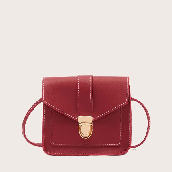 

Push Lock Flap Crossbody Bag, Red
