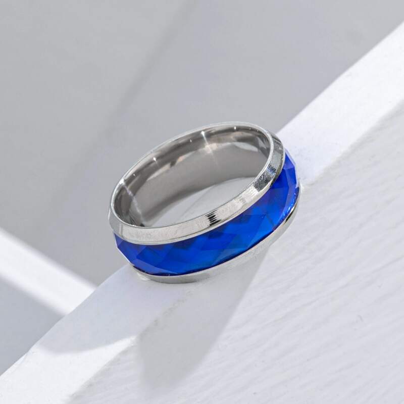 

Guys Stainless Steel Ring, Blue
