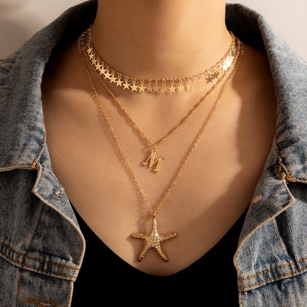

Star Charm Layered Necklace, Gold