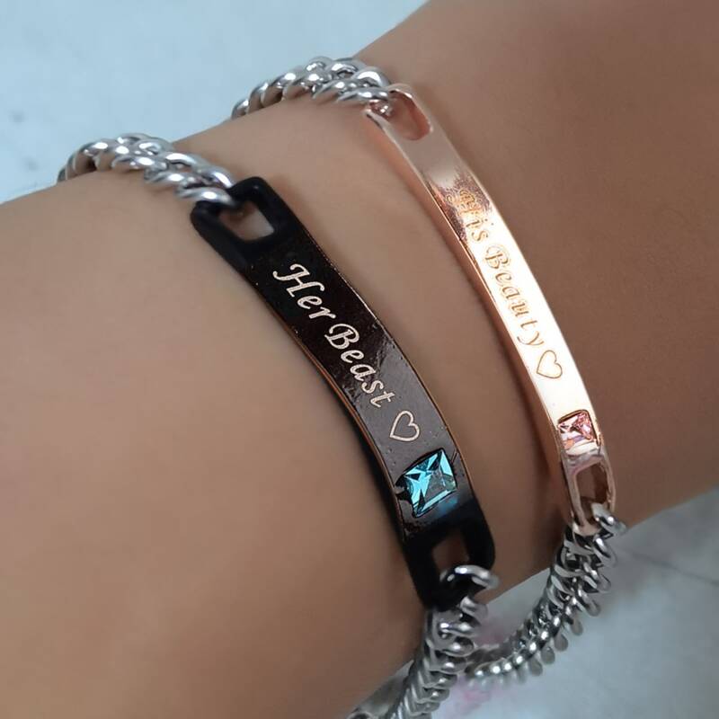 

2pcs Rhinestone & Letter Design Bracelet, Multicolor