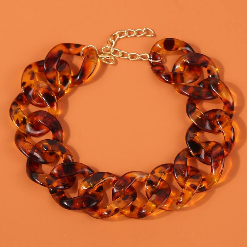 

Tortoiseshell Chain Necklace, Coffee brown