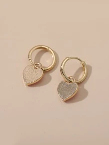 Heart Drop Earrings - Hot Pink - View 2