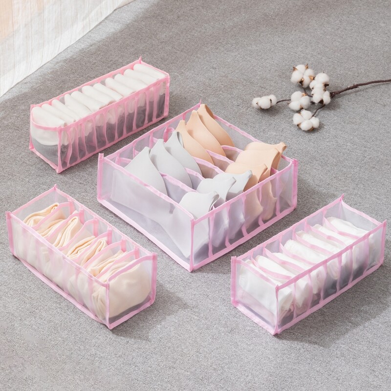 

4pcs Underwear Storage Box Set, Pink