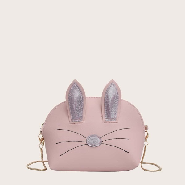 

Glitter Cartoon Design Chain Crossbody Bag, Pink