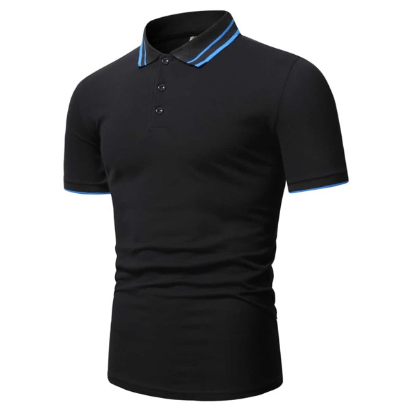 

Men Striped Polo Shirt, Black