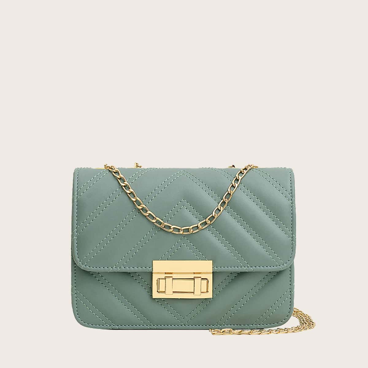 

Chevron Chain Crossbody Bag, Mint green