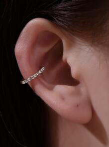 1pc Women's Simple Classic Waterdrop Rhinestone Clip-on Earring, Suitable For Daily Wear - Yellow Gold - View 1