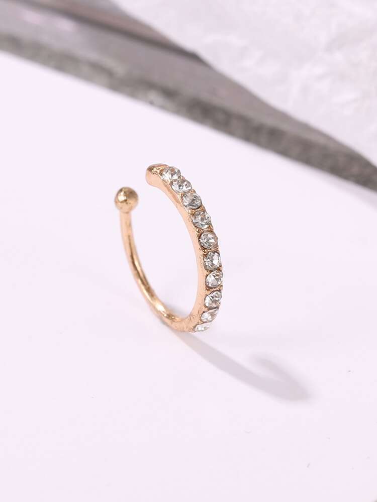 1pc Women's Simple Classic Waterdrop Rhinestone Clip-on Earring, Suitable For Daily Wear