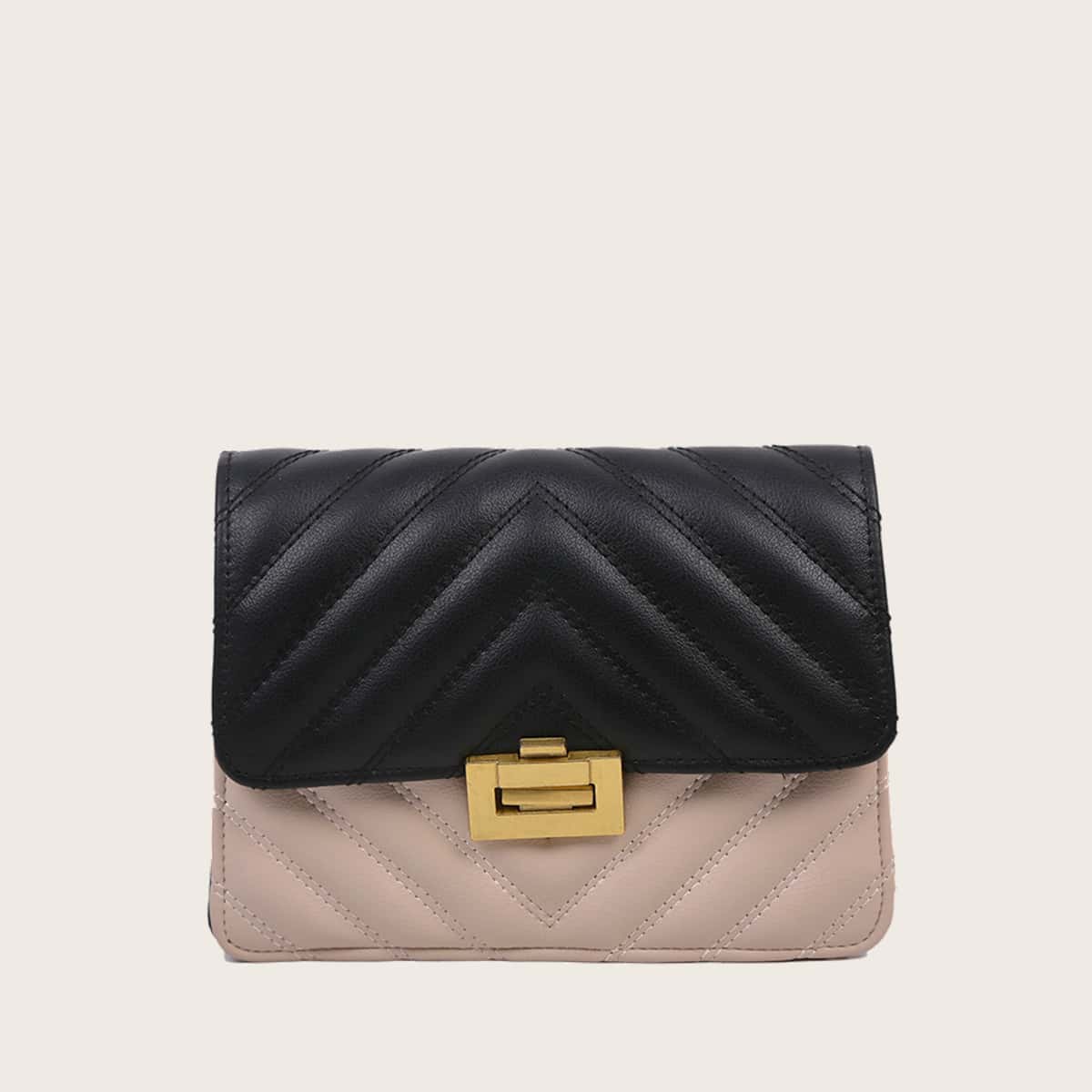 

Colorblock Chevron Chain Crossbody Bag, Multicolor