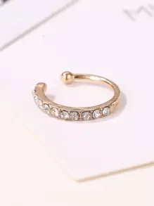 1pc Women's Simple Classic Waterdrop Rhinestone Clip-on Earring, Suitable For Daily Wear - Yellow Gold - View 3